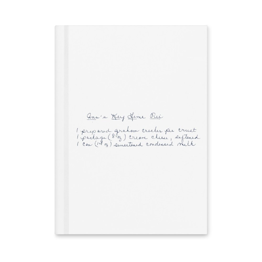Hardcover journal printed with a handwritten recipe