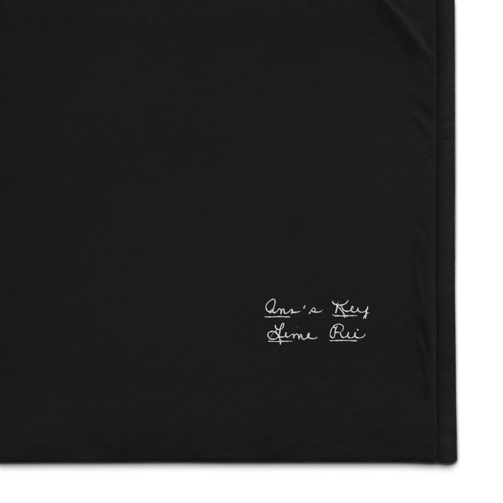 Embroidered blanket printed with a handwritten recipe