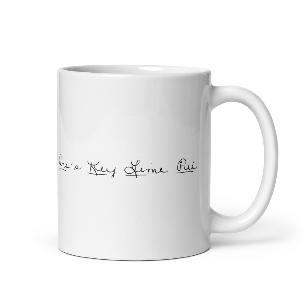 Mug printed with a handwritten recipe